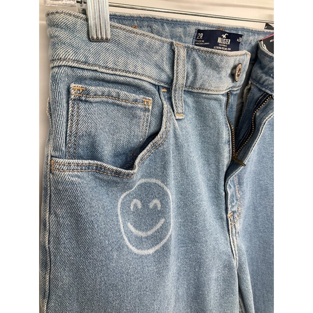 Hollister size 2R 26W NEW Ultra High-rise Dad Jeans Smiley Faces - Picture 4 of 11